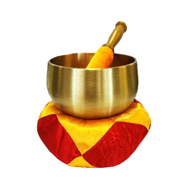Maxtone 4" Brass Singing Bowl with Striker and Cushion for Sound Therapy and Meditation
