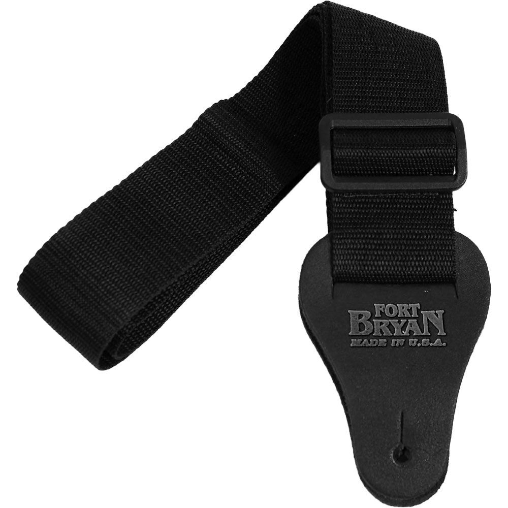 Fort Bryan 2" Black Poly Pro Guitar Strap with Leather Ends, Adjustable 39" to 58" — view 4