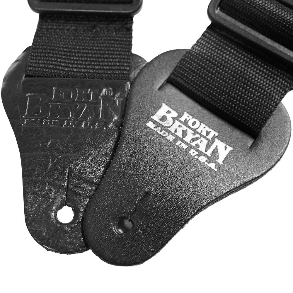 Fort Bryan 2" Black Poly Pro Guitar Strap with Leather Ends, Adjustable 39" to 58" — view 2