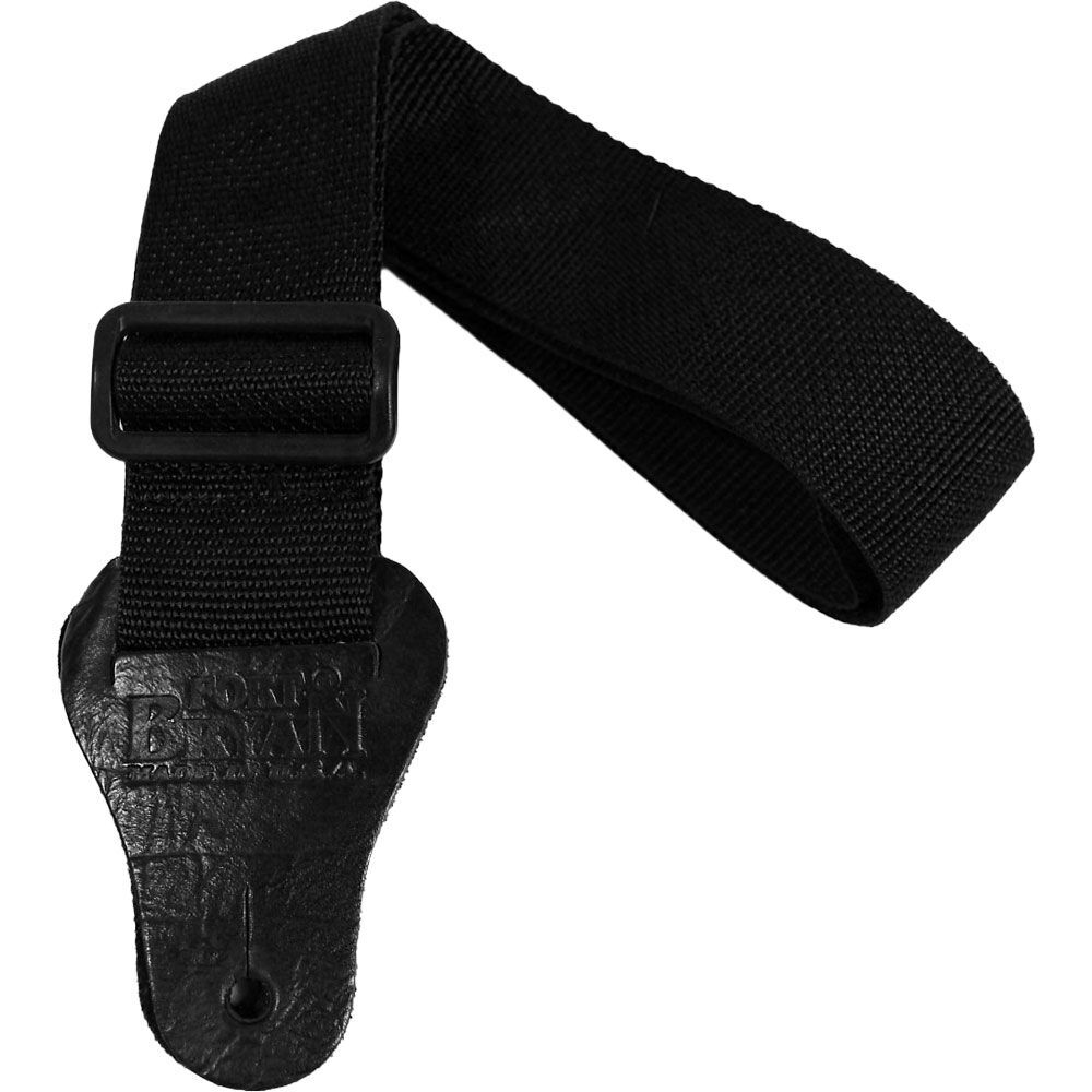 Fort Bryan 2" Black Poly Pro Guitar Strap with Leather Ends, Adjustable 39" to 58" — view 5