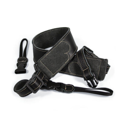 Franklin 2.5" Black Glove Leather Banjo Strap with Suede End Tabs