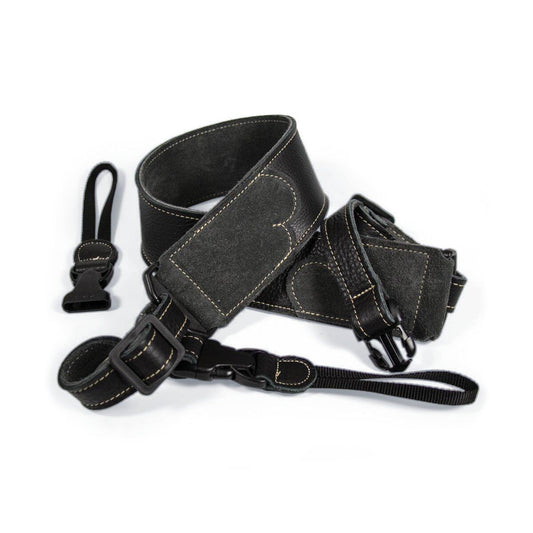 Franklin 2.5" Black Glove Leather Banjo Strap with Suede End Tabs