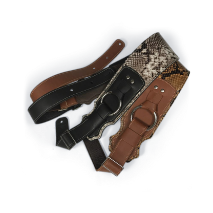 Franklin 3.5" Snake Skin and Black Glove Leather Ring Bass Guitar Strap — view 2