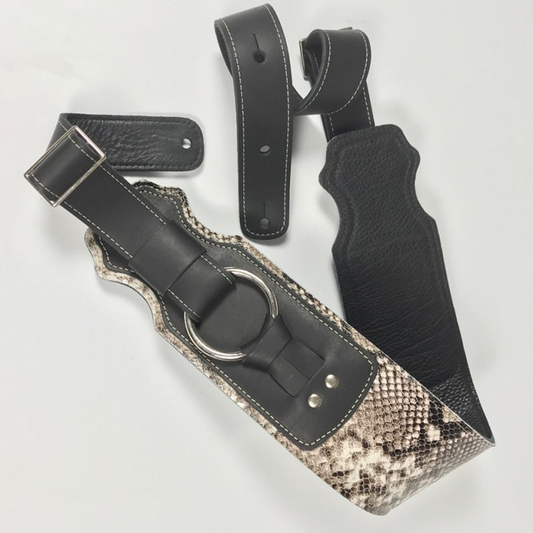 Franklin 3.5" Snake Skin and Black Leather Ring Bass Guitar Strap