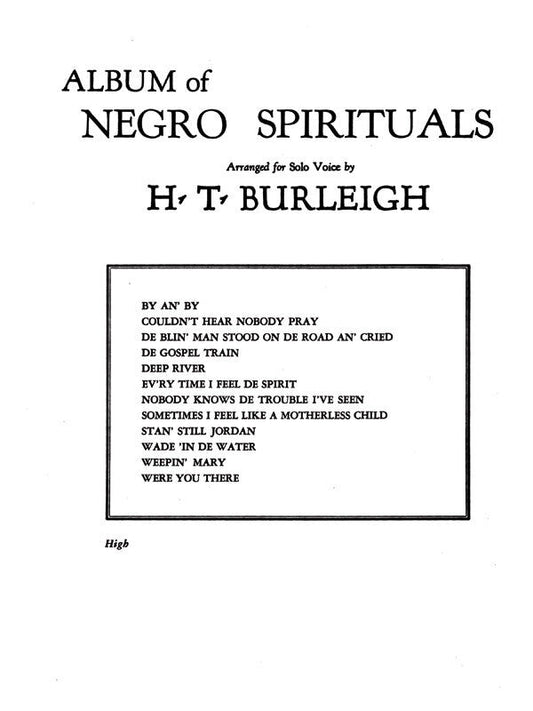 Album of Negro Spirituals High Book - Vocal Sheet Music for Solo Voice