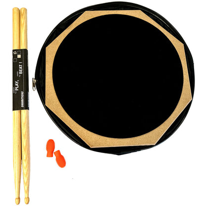 Maxtone 12" Double-Sided Hexagonal Practice Pad Set with Drumsticks and Carry Bag — view 2