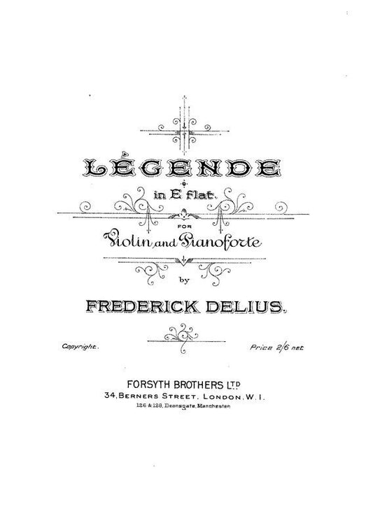Delius - Legende In E Flat Violin/Piano (Softcover Book)