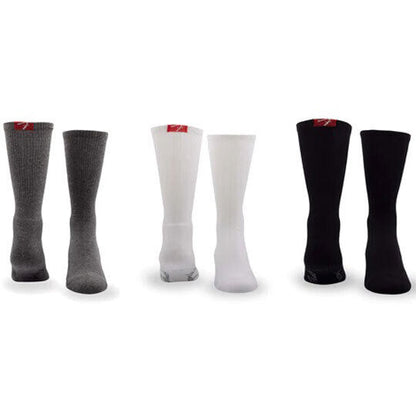 Perris Licensed Fender "The Icon Back Tab" Large Crew Socks, 3-Pair, Charcoal/Black/White — view 3