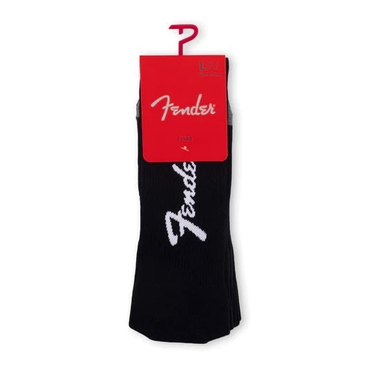 Perris Licensed Fender Exploded Logo Large Crew Socks Black (3-Pair)
