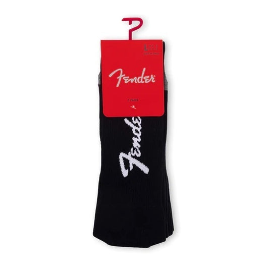 Perris Licensed Fender Exploded Logo Large Crew Socks Black (3-Pair)