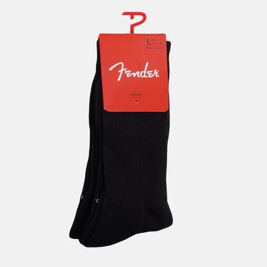 Perris Licensed Fender Classic Large Crew Socks Black 3-Pair