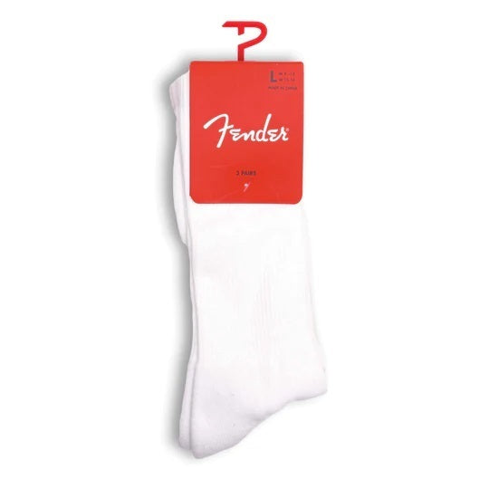 Perris Licensed Fender Classic Large Crew Socks - White (3-Pair)