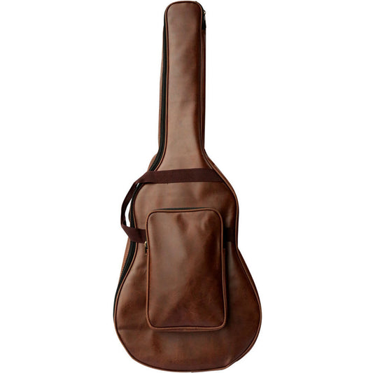 FZONE Padded Electric Guitar Bag Brown PU Leather with Front Storage Pocket