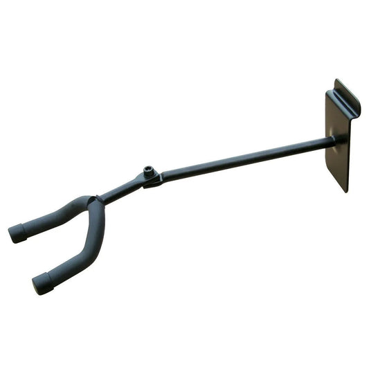 Fretz FGH-038-BLK Long Swivel Head Slatwall Guitar Hanger with Padded Yoke - Black Finish