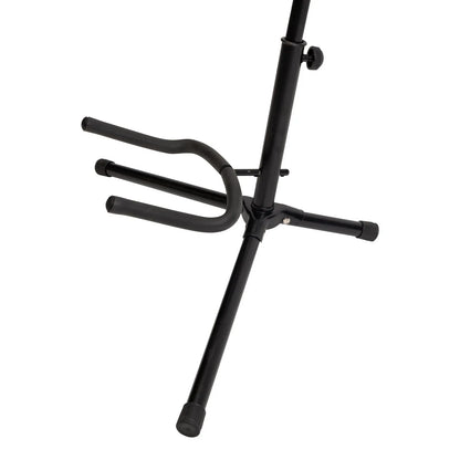 Fretz FGS-1-BLK Tubular Upright Guitar Stand - Adjustable Height, Non-Slip Feet, Neck Cradle, Keyhole-Locking Mechanism, Black — view 3
