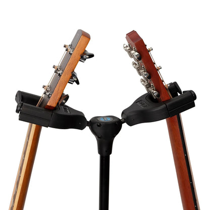 Fretz Heavy Duty Adjustable Tripod Double Guitar Stand with Self-Locking Head Supports - Black — view 5