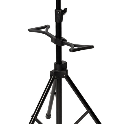 Fretz Heavy Duty Adjustable Tripod Double Guitar Stand with Self-Locking Head Supports - Black — view 3