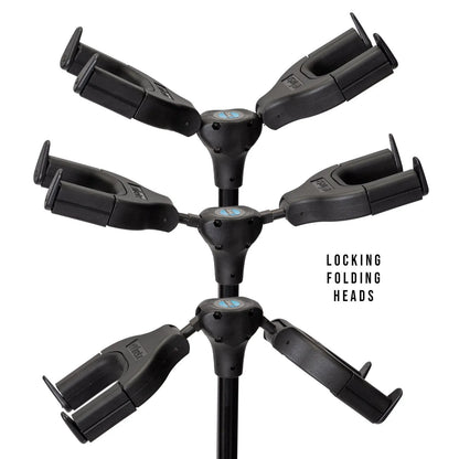 Fretz Heavy Duty Adjustable Tripod Double Guitar Stand with Self-Locking Head Supports - Black — view 6
