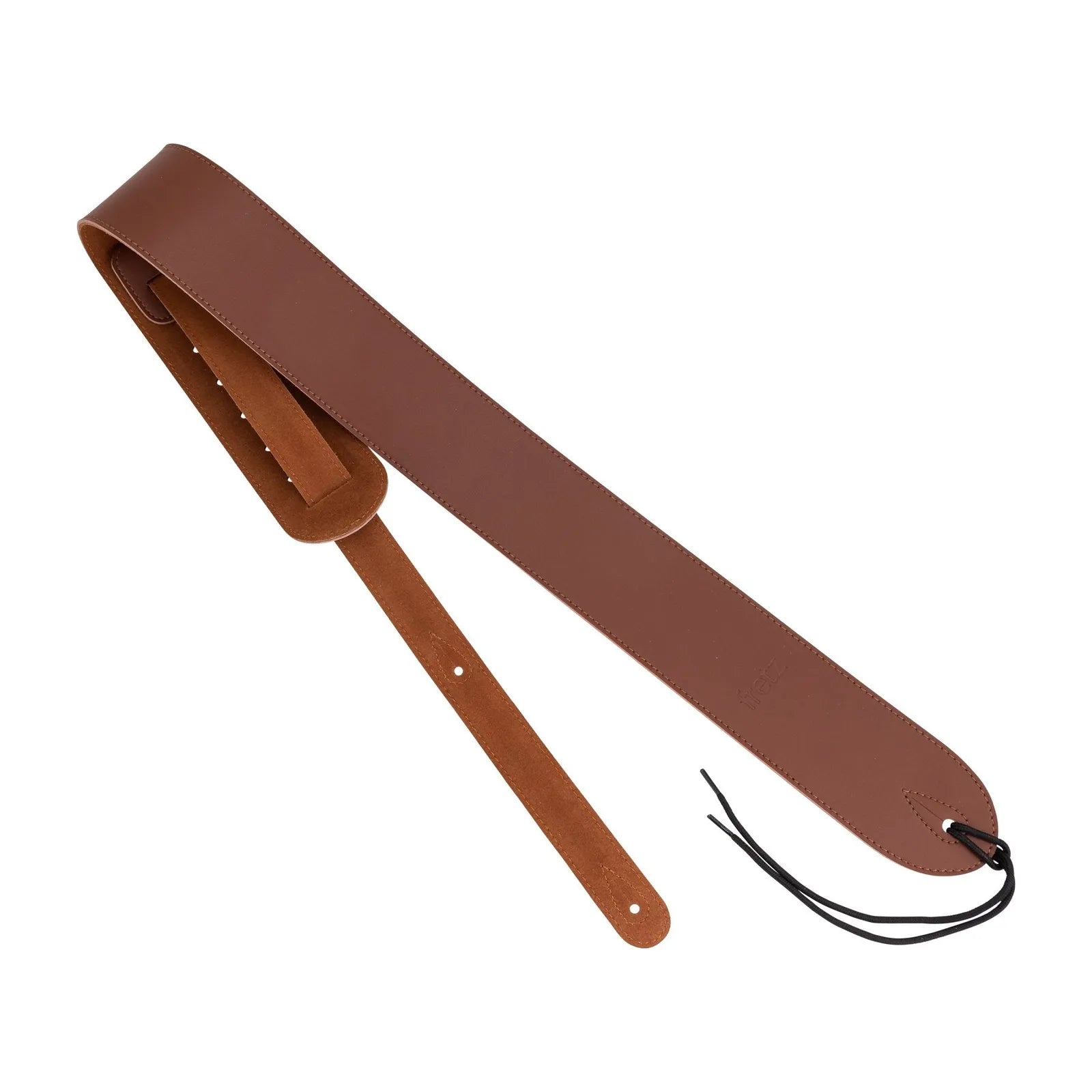 Fretz Adjustable Genuine Leather Guitar Strap - Dark Brown, 2.5”