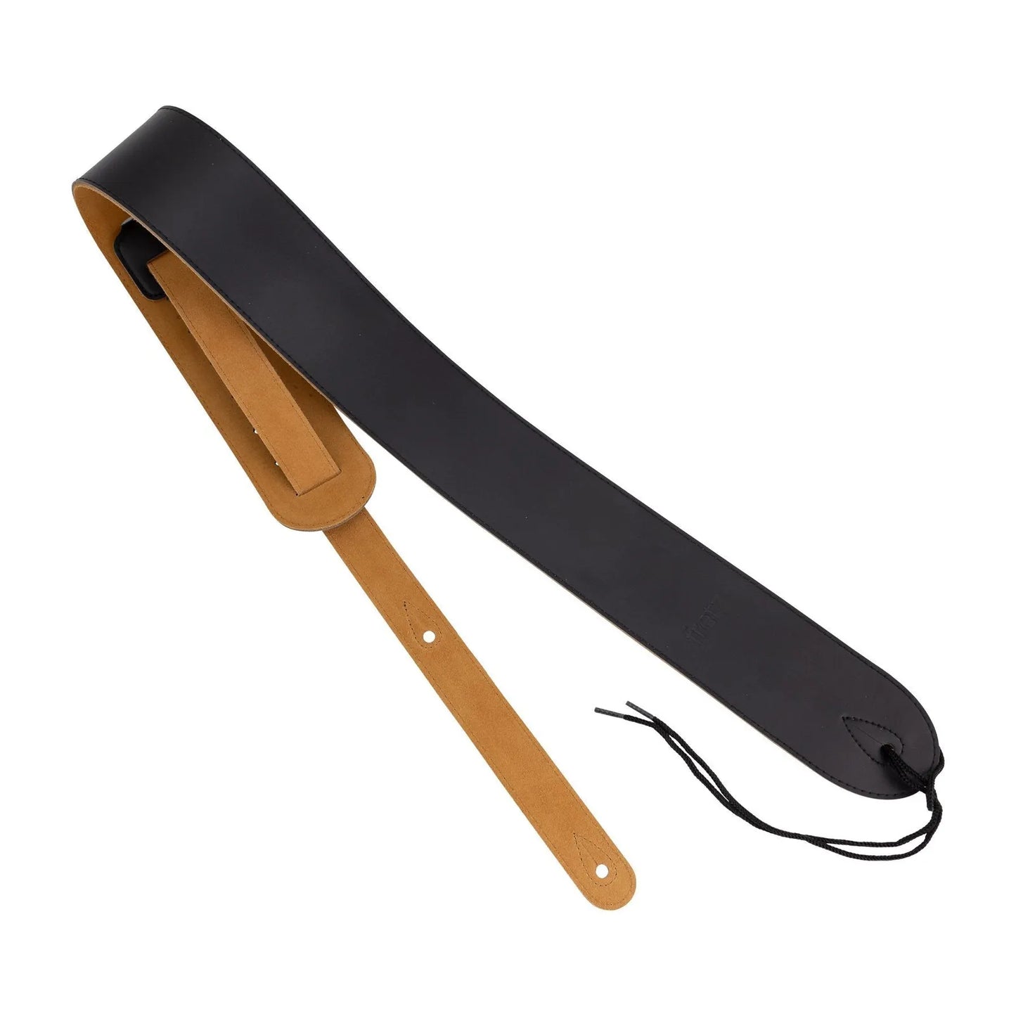 Fretz Adjustable Genuine Leather Guitar Strap - Black 2.5”