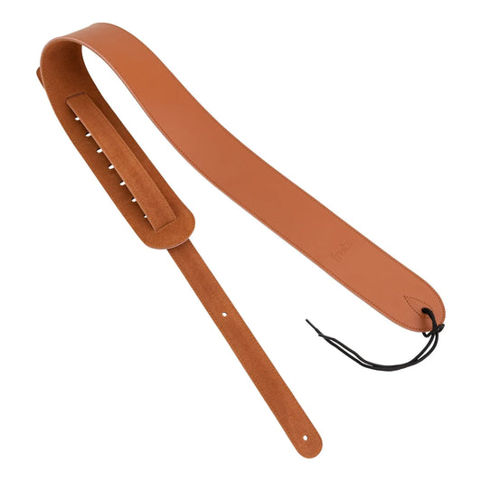 Fretz FGST-GL83 Genuine Leather Guitar Strap - Brown, 2.5" Wide, Adjustable Up to 53"