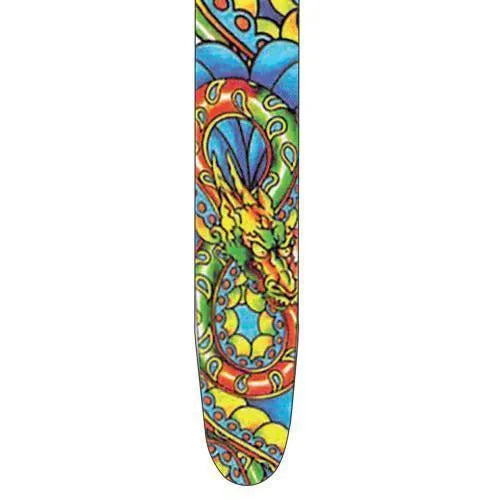 Fretz 'Goth' High Resolution Printed Leather Guitar Strap - Dragon & Snake, 2.5” Adjustable Genuine Leather