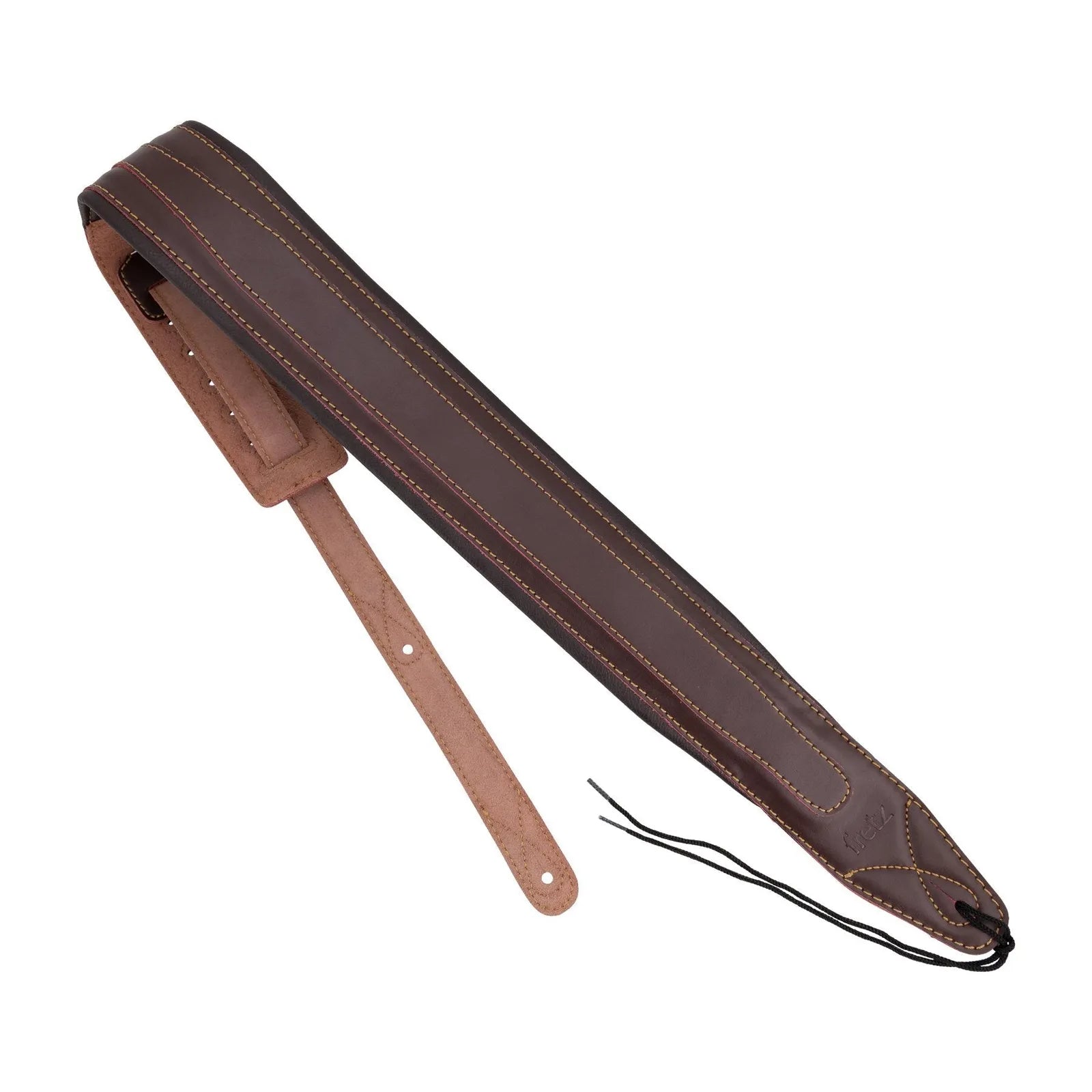 Fretz Thick Padded Layered Genuine Leather Adjustable Guitar Strap in Brown