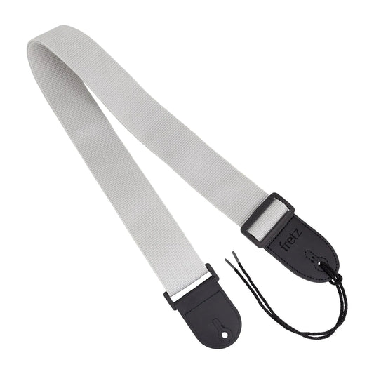 Fretz Adjustable 2" Polypropylene Guitar Strap with Black Leather Ends - Grey