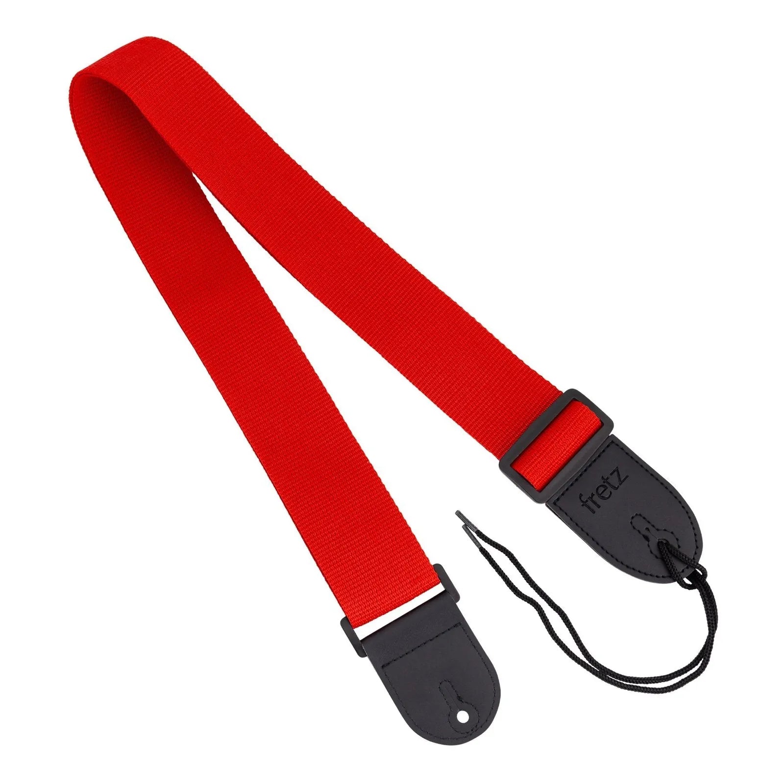 Fretz Adjustable 2" Polypropylene Guitar Strap in Red with Black Leather Ends