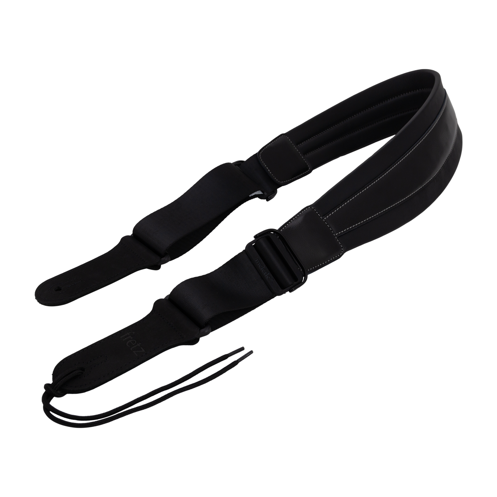 Fretz FGST-QA11-BLK 3.5" Leather Guitar Strap - Black