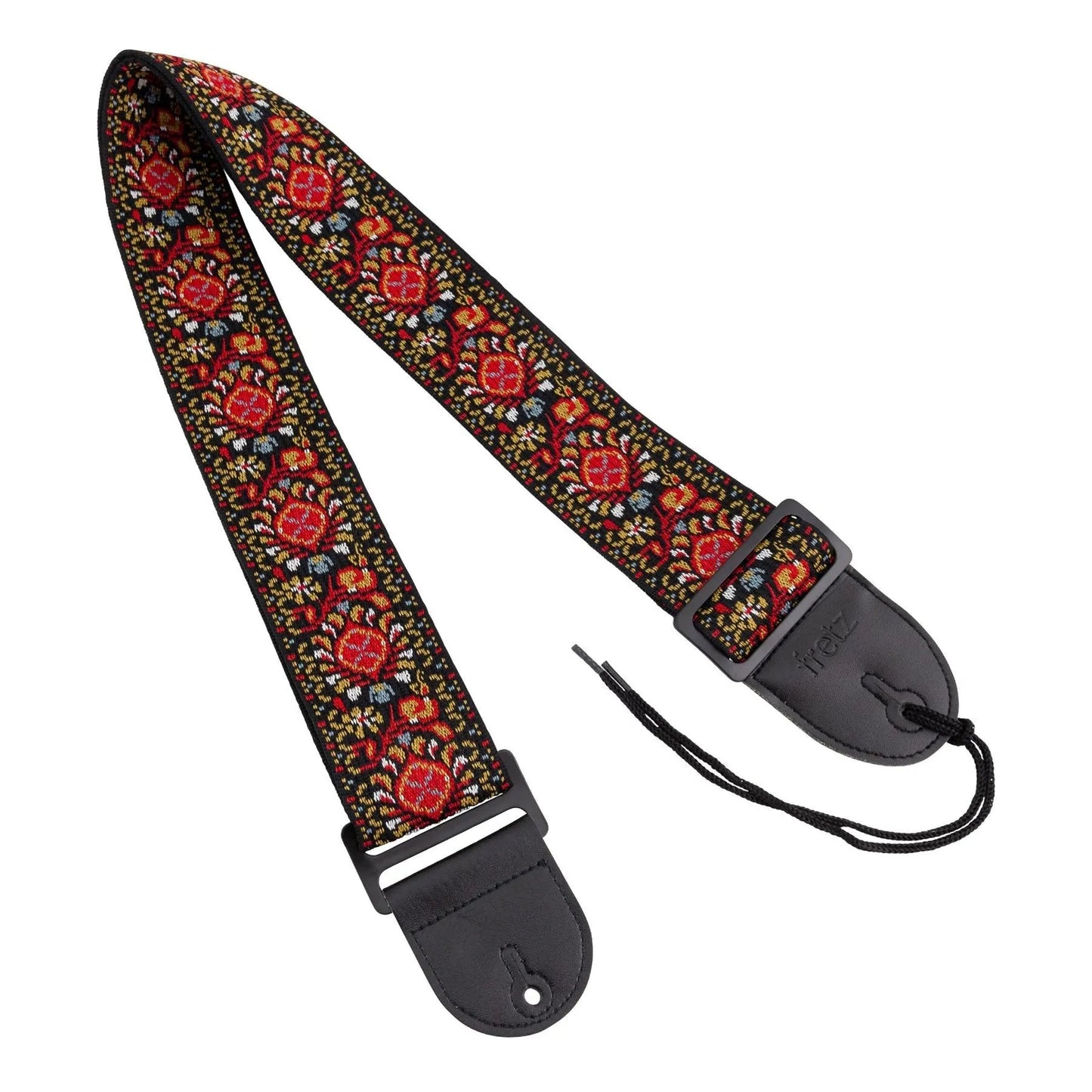 Fretz Woven Jacquard Guitar Strap - 2.5" Wide, Adjustable Up to 57" with Microfiber Leather Ends