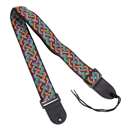 Fretz FGST-RETRO60 Woven Jacquard Polyester Guitar Strap - Neon, 2" Wide, Adjustable Up to 57"