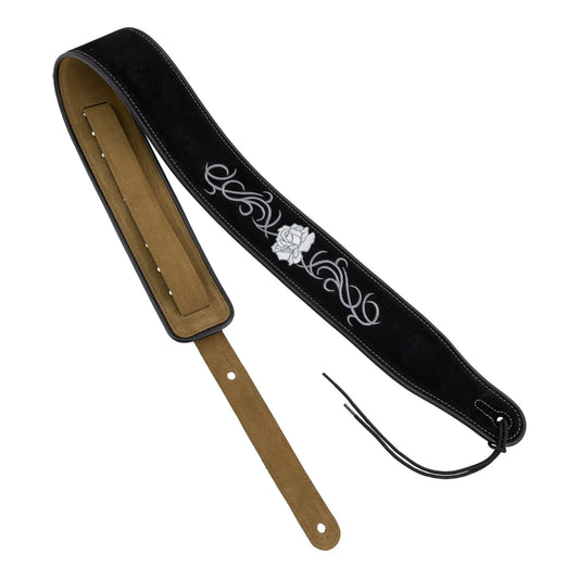 Fretz FGST-ST35 Padded Suede Leather Adjustable Guitar Strap - Rose, 3" Wide, Adjustable Up to 53" Length
