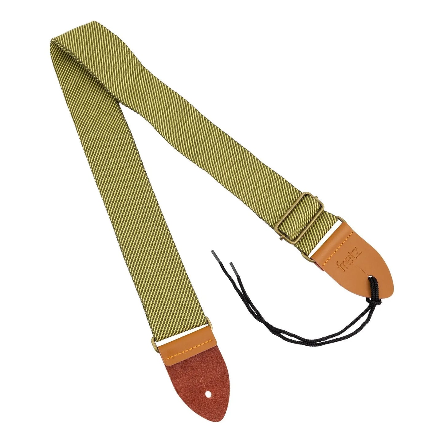 Fretz FGST-VW22 2" Wide Polyweb Cotton Guitar Strap with Microfibre Leather Ends, Adjustable up to 57"