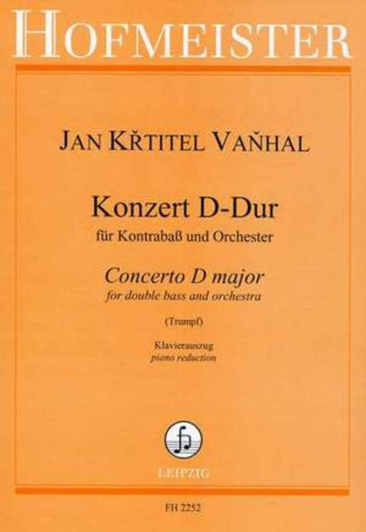 Concerto In D Major Double Bass/Piano Book