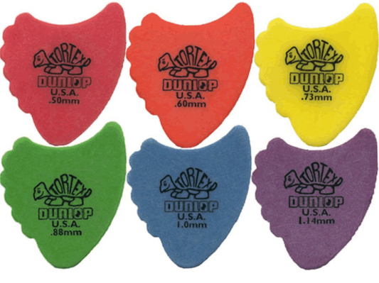 6 x Jim Dunlop Tortex Fins Variety Gauge Guitar Picks 414R Mixed