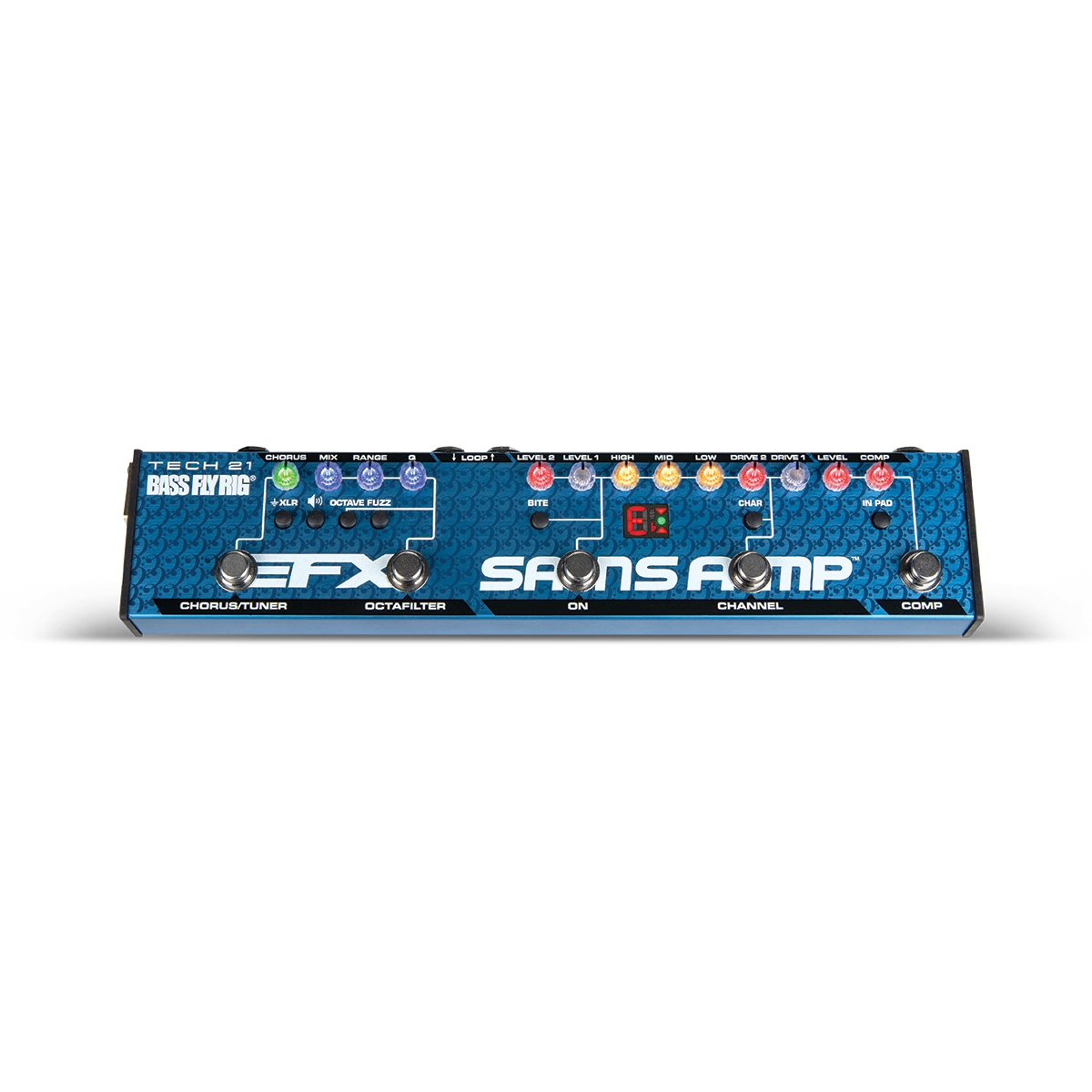 Tech 21 Bass Fly Rig Version 2 with SansAmp, Effects Loop, Octave, Fuzz, Chorus, and Chromatic Tuner