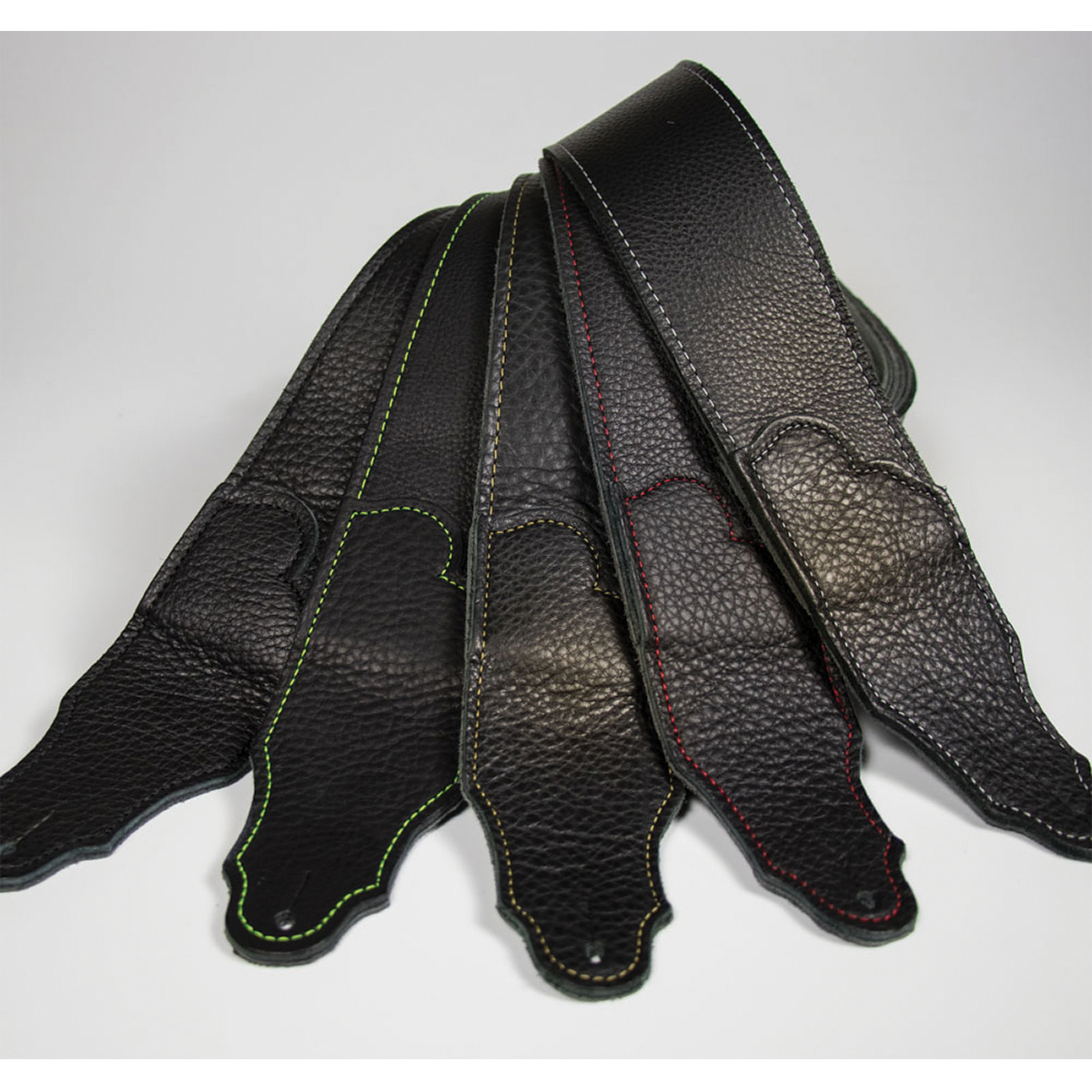 Franklin Original 2.5" Black Leather Guitar Strap with Contrast Stitching — view 2