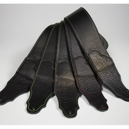 Franklin Original 2.5" Black Leather Guitar Strap with Contrast Stitching — view 2