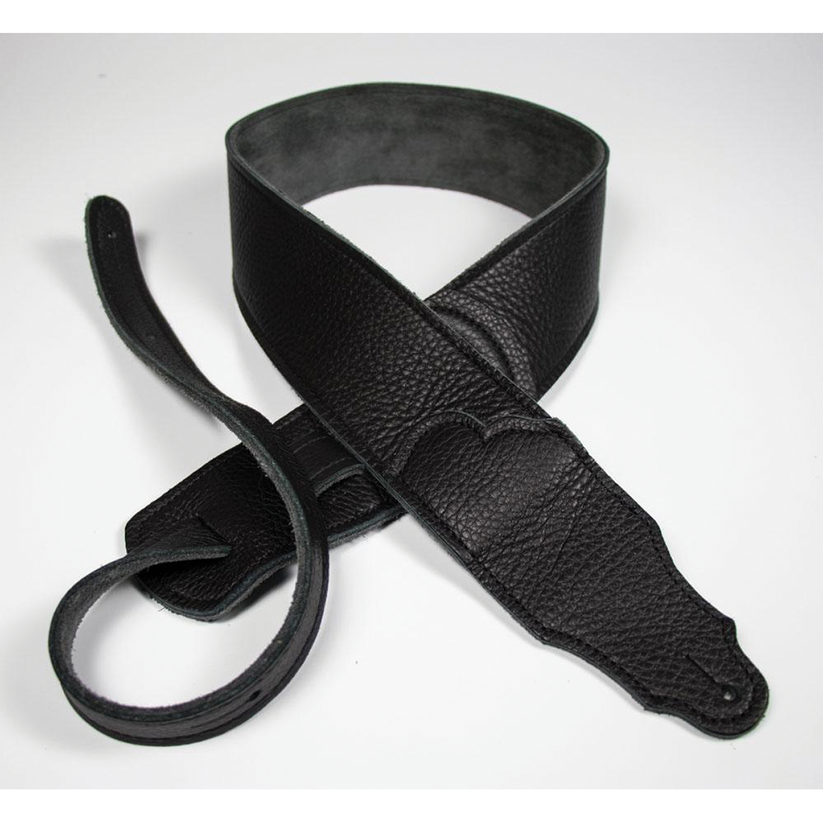 Franklin Original 2.5" Black Leather Guitar Strap with Contrast Stitching