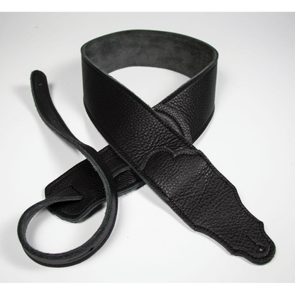 Franklin Original 2.5" Black Leather Guitar Strap with Contrast Stitching