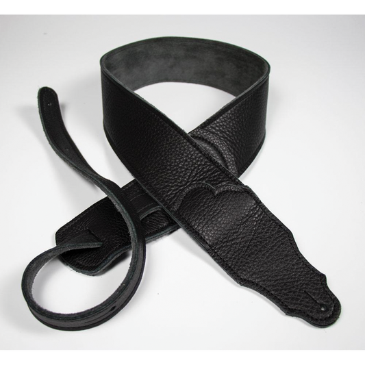 Franklin Original 2.5" Black Leather Guitar Strap with Contrast Stitching