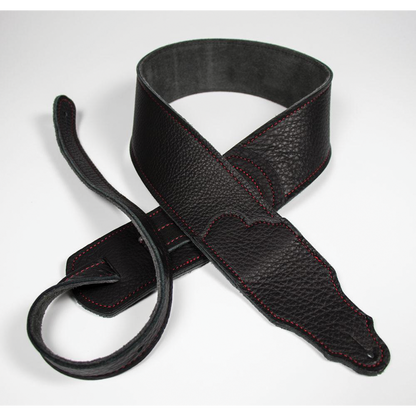 Franklin Original 2.5" Black Glove Leather Guitar Strap with Red Stitching