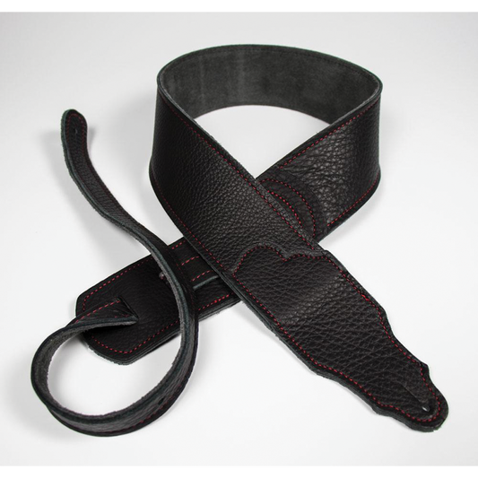 Franklin Original 2.5" Black Glove Leather Guitar Strap with Red Stitching