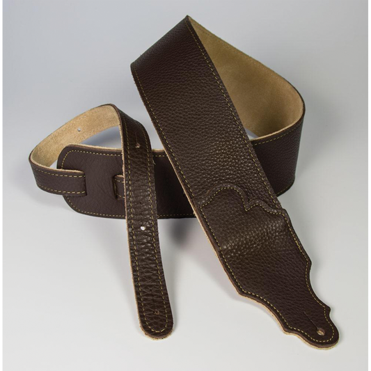 Franklin Original 2.5" Black Leather Guitar Strap with Gold Stitching
