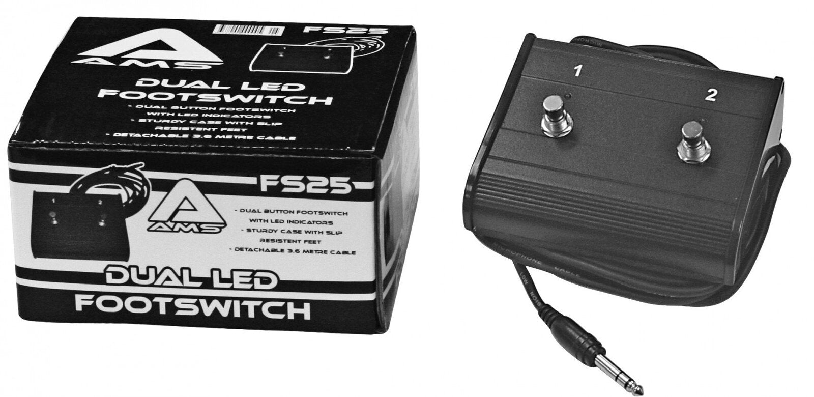 AMS FS25 Footswitch On/Off Stereo Cable W/2 Leds Printed