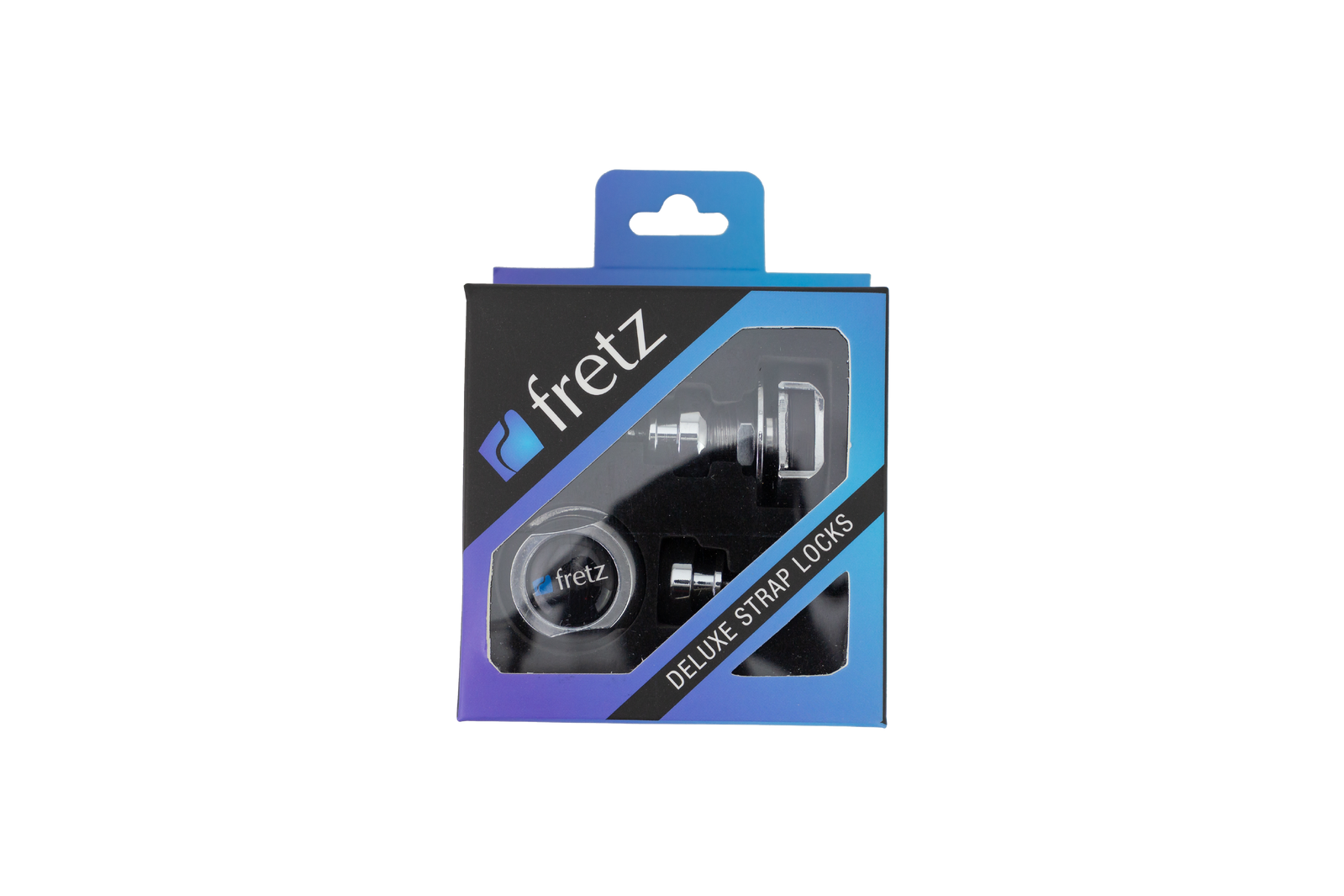 FRETZ Strap Lock Set - Satin Chrome, Durable Steel with 360-Degree Rotation and Side-Release Mechanism, Includes Mounting Hardware — view 2