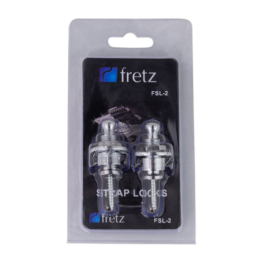 FRETZ FSL-2-CHR Chrome Guitar Strap Lock Set with Side-Release Mechanism and 360-Degree Rotation