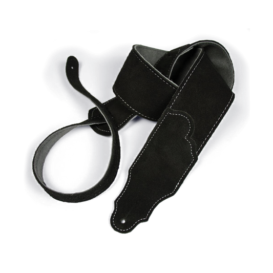 Franklin Original 2.5" Black Suede Guitar Strap with Silver Stitching