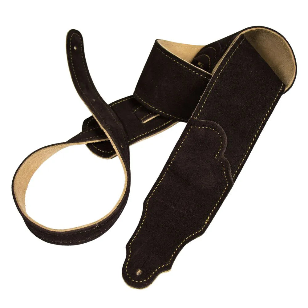 Franklin Original 2.5" Chocolate Suede Guitar Strap with Gold Stitching
